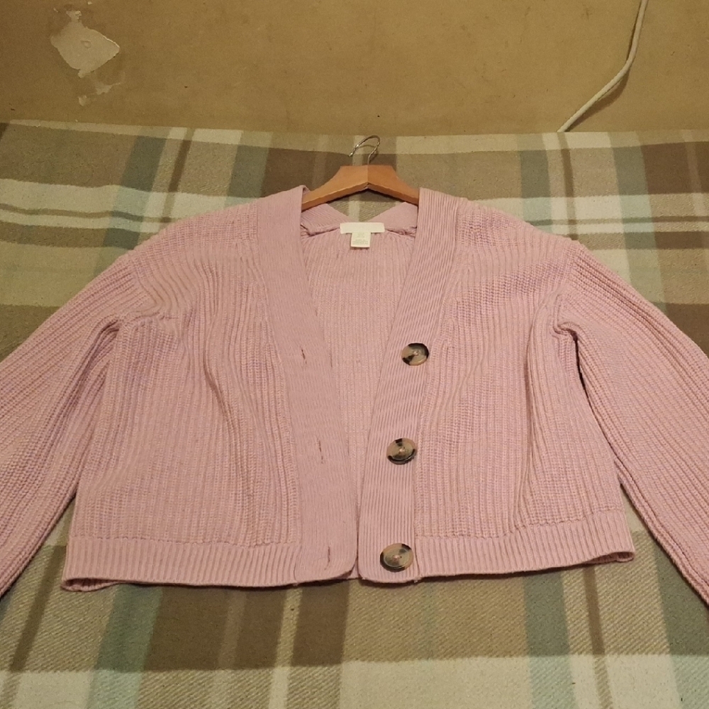 H&M Pink Knit Cardigan Sweater